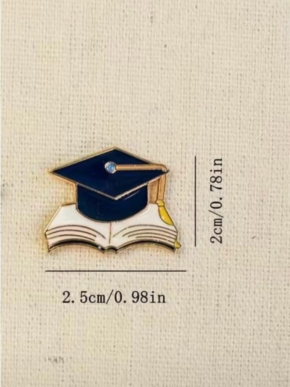 Graduation Cap & Book Enamel Pin - Black and Gold - Picture 3 of 3